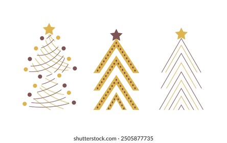 Set of hand drawn Christmas trees. Doodle vector illustration