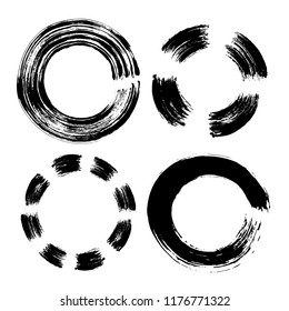 Set of hand drawn circle. Black doodles scribble ring