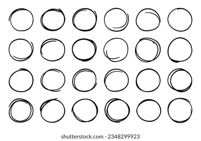 Conjunto de garabatos dibujados a mano. Colección de marcos de esbozo simple, elementos de diseño de logotipo de línea, estilo de lápiz de tinta. Ilustración vectorial de cifrado aislada en fondo transparente