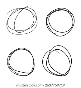 Set of hand drawn circle. ellipses in doodle style. hand drawn ovals and circles set. sketch drawing circle lines