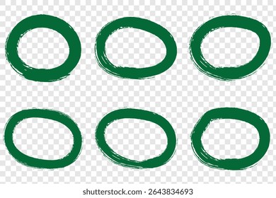 Conjunto de círculo dibujado a mano aislado sobre fondo transparente. Conjunto de pinceles de círculos de Grunge. 