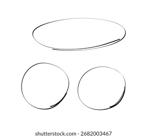 Conjunto de esbozo de línea circular dibujado a mano
