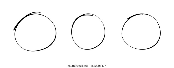 Set of hand drawn circle line sketch