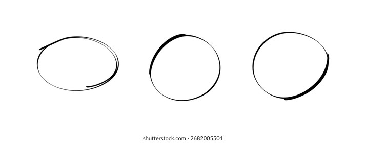 Set of hand drawn circle line sketch