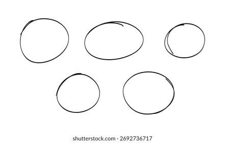 Conjunto de esbozo de línea circular dibujado a mano