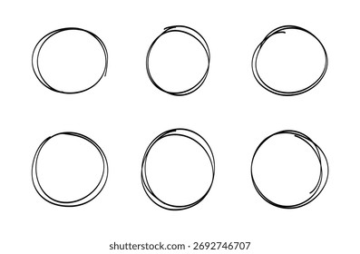 Conjunto de esbozo de línea circular dibujado a mano