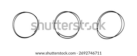 Set of hand drawn circle line sketch