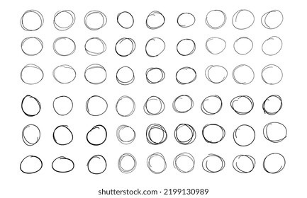 set of hand drawn circle marker	