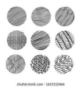 Set of Hand drawn circle on white background.