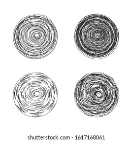 Set of Hand drawn circle on white background.
