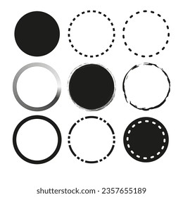 Set hand drawn circle. Scribble doodle circle. Drawning circle. Brush circle. Vector illustration. EPS 10.