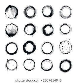 Set of hand drawn circle shapes. Grunge vector design elements for poster, flyer, cards, web.