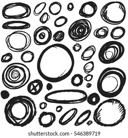 set hand drawn circle shapes, vector design element