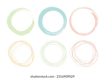 Conjunto de marco de esbozo de círculo dibujado a mano sobre fondo blanco. Elementos para el diseño conceptual. Estilo Doodle.