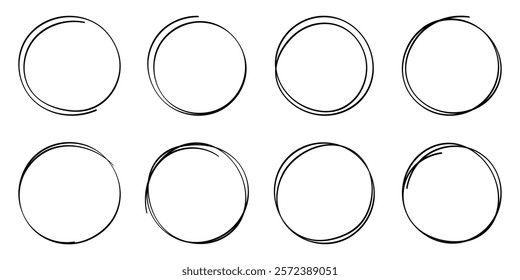 Set of hand drawn circle sketches for design elements and backgrounds. Hand drawn circle doodles for abstract art and modern illustrations. set of hand drawn circle scribbles.