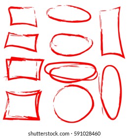 set of hand drawn circle and squares for highlighting text
