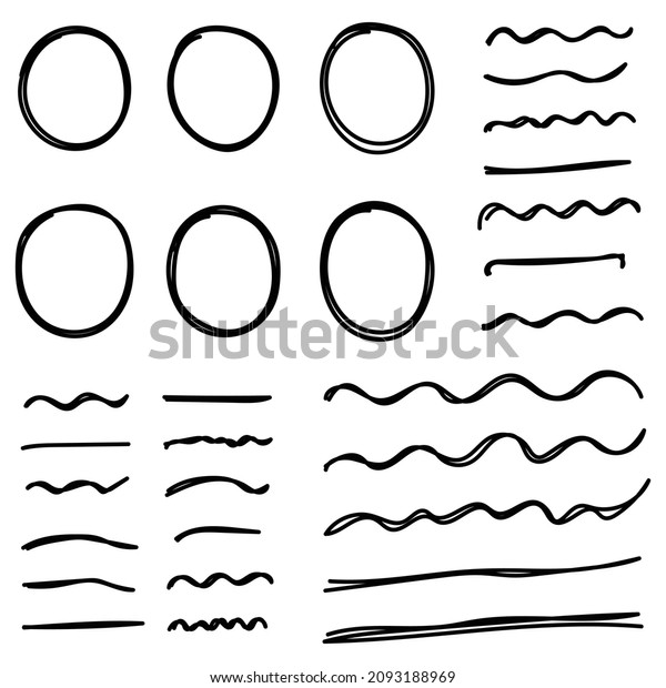 Set With Hand
Drawn Circle And Underline
Vector