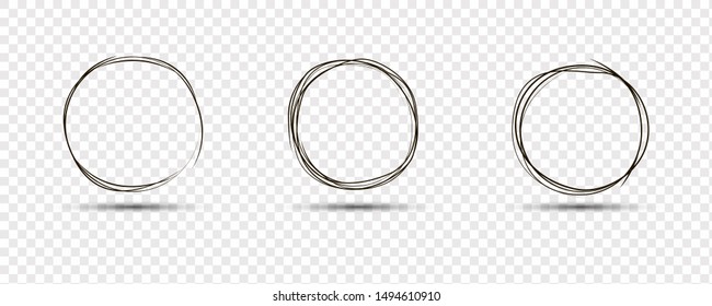 Set of Hand Drawn Circles, design elements vector.