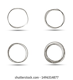 Set of Hand Drawn Circles, design elements vector.