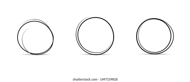 Set of Hand Drawn Circles, design elements vector.