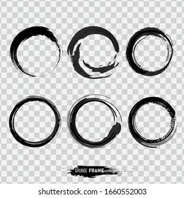 Set of hand drawn circles frame with black brush strokes. scribble circles vector design.