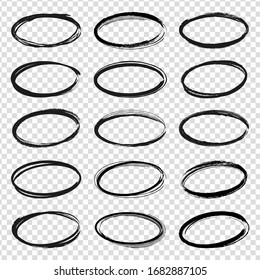 Set of hand drawn circles sketch frames. Sketch oval, circle markers. Tours doodle lines, circles

