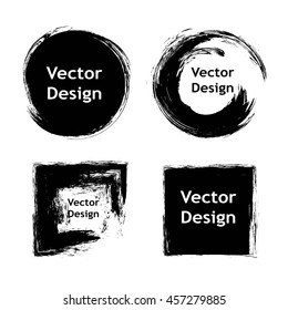 Set of hand drawn circles, squares, design elements, frames. Artistic creative shapes. Vector illustration.
