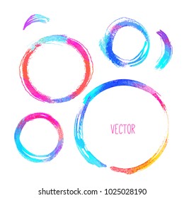 Set of hand drawn circles, vector design elements. Colorful simple abstract stains. Round trendy stylish texture. Hand painted artwork for print and textiles, home decor, fashion fabrics.