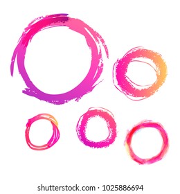 Set of hand drawn circles, vector design elements. Colorful simple abstract stains. Round trendy stylish texture. Hand painted artwork for print and textiles, home decor, fashion fabrics.