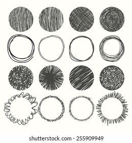 Set of hand drawn circles. Vector design elements. Vector illustration