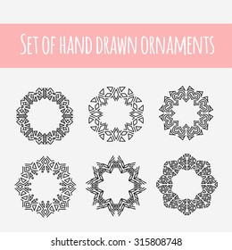 Set of hand drawn circular ornaments 