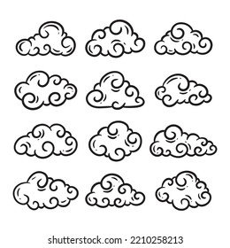 Set of hand drawn cloud vector