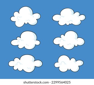 set of hand drawn clouds white