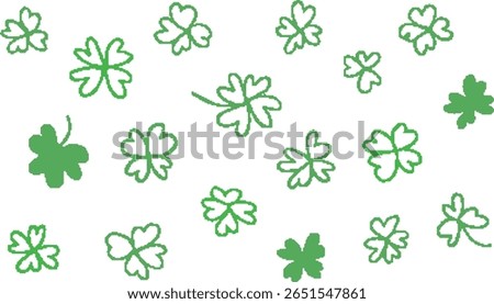 Set of hand drawn clover leaf. Retro Y2K pixel art 8bit style. Vector illustration.