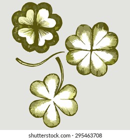 Set of hand drawn clovers. St. Patrick's day. Vector Image