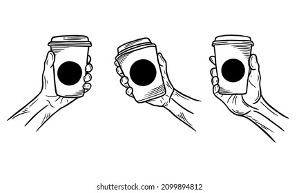 Set Hand Drawn Coffee Cream beverage Dessert Shop Glass Cup Mug Menu Cafe Restaurants illustration