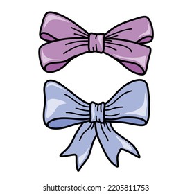 Set of Hand Drawn color Doodle 	
bow.