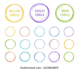 Set of hand drawn colored circles with place for your text, vector eps10 illustration