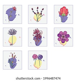 Flores de color dibujadas a mano