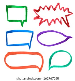 Set of hand drawn colored marker bubbles. Vector illustration.