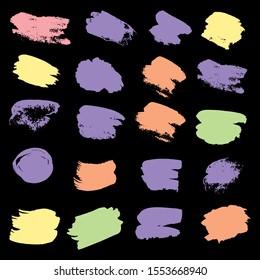 Set Of Hand Drawn Colorful Dirty Brushes. Turquoise Grungy Paint. Acrilyc Grunge Brushes. Green Brush Banner. Watercolor Layer. Pink Distress Logo. Brushed Banner.
