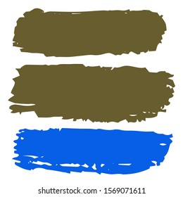 Set Of Hand Drawn Colorful Dirty Brushes. Yellow Grungy Paint. Acrilyc Grunge Strokes. Pink Batik Brush. Watercolor Splash. Orange Distress Wallpaper. Brush Banner.