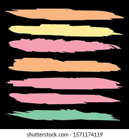 Set Of Hand Drawn Colorful Dirty Brushes. Pink Dirty Background. Gouache Grunge Design. Purple Brush Banner. Watercolor Background. Turquoise Distress Logo. Brush Graffiti.