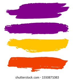 Set Of Hand Drawn Colorful Distress Brushes. Red Grungy Paint. Ink Grunge Graphic. Turquoise Brush Paint. Watercolor Splash. Orange Distress Wallpaper. Brushed Banner.