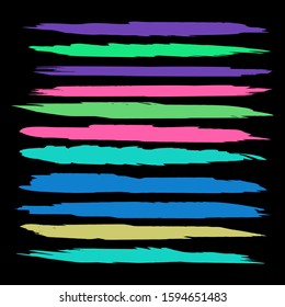 Set Of Hand Drawn Colorful Distress Brushes. Red Hard Grunge. Watercolor Grunge Texture. Turquoise Splash Banner. Watercolor Background. Green Distress frame. Brushed Banner.