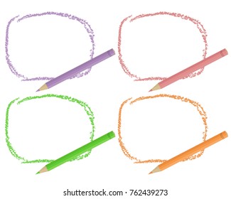 Set of hand drawn colorful frames. Pencil colors frames vector illustration. 
