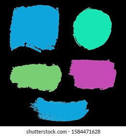 Set Of Hand Drawn Colorful Grunge Brushes. Turquoise Dirty Art Painting. Watercolour Grunge Texture. Purple Brush Banner. Watercolor Drawing. Pink Distress frame. Splash Banner.