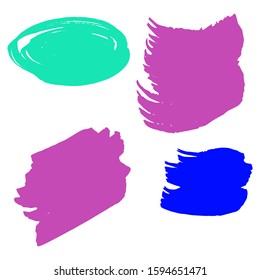 Set Of Hand Drawn Colorful Grunge Brushes. Green Dirty Art Paint. Gouache Grunge Texture. Yellow Brush Painting. Watercolor Splash. Turquoise Distress Wallpaper. Splash Banner.