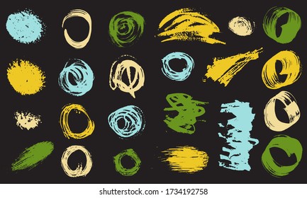 Set Of Hand Drawn Colorful Grunge Brushes.  Vector illustration. Art creative modern abstract vector.