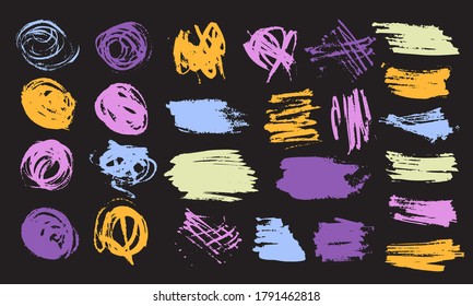 Set Of Hand Drawn Colorful Grunge Brushes. Watercolor Vintage. Art creative modern abstract vector.